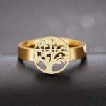 Bague symbolique en plaqué or représentant l'Arbre de Vie