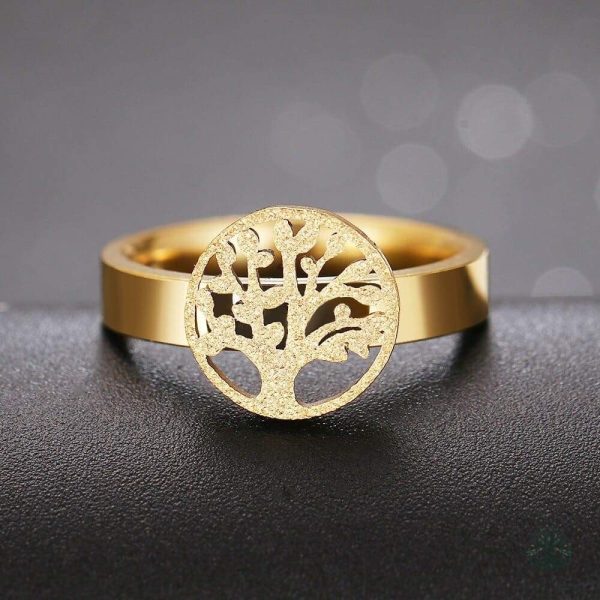 Bague symbolique en plaqué or représentant l'Arbre de Vie