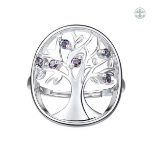 Bague Arbre de Vie en argent Sterling avec topaze
