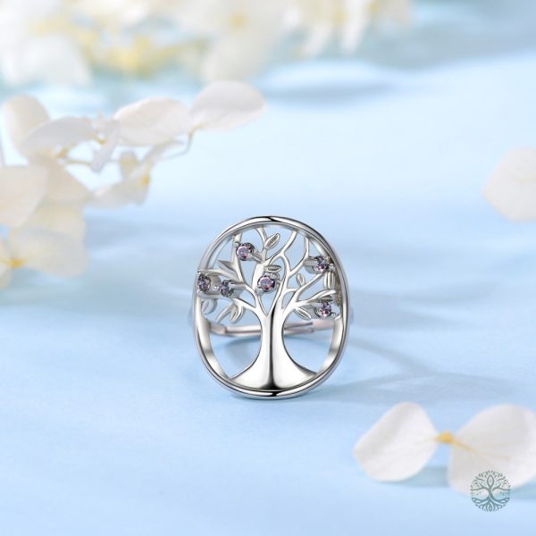 Bague en argent 925 ornée d'un arbre de vie