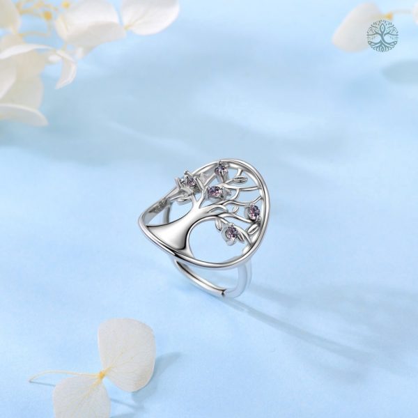 Bijou en argent avec pierre de topaze, design arbre de vie