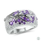 Bague Arbre de Vie en zirconium violet