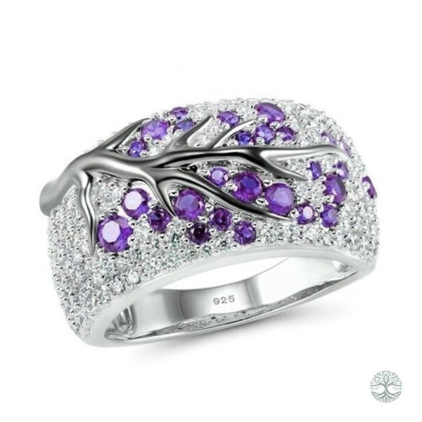 Bague Arbre de Vie en zirconium violet