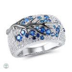 Bague Arbre de Vie en zirconium bleu