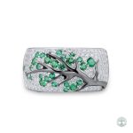 Bague Arbre de Vie en zirconium vert