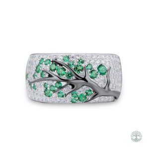 Bague Arbre de Vie en zirconium vert