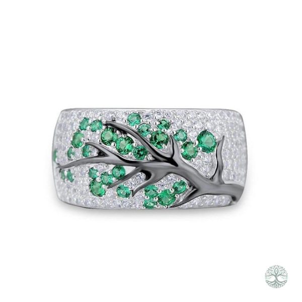 Bague Arbre de Vie en zirconium vert