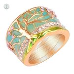 Bague Arbre de Vie avec fleur rose délicate