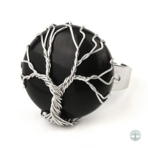 Bague arbre de vie en onyx noir