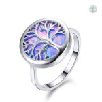 Bague Arbre de Vie en opale bleue, élégante et symbolique