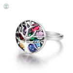 Bague arbre de vie ornée de gemmes personnalisées
