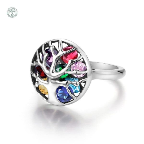Bague arbre de vie ornée de gemmes personnalisées