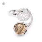 Bague Arbre de Vie en Jasper Jaune