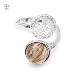 Bague Arbre de Vie en Jasper Jaune