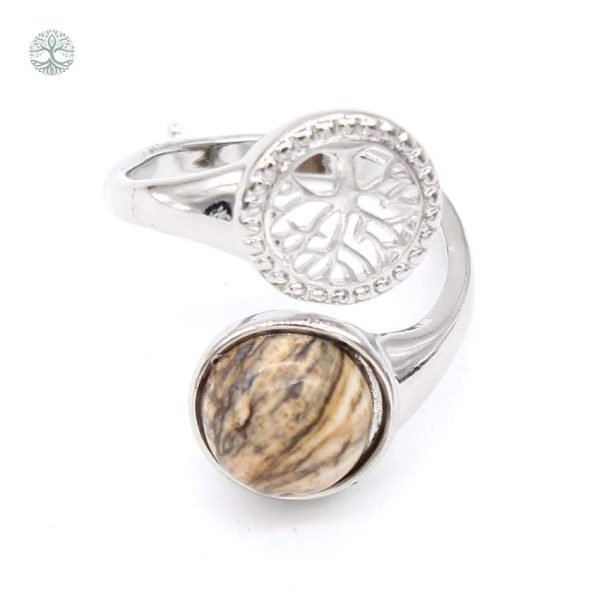 Bague Arbre de Vie en Jasper Jaune