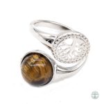 Bague Arbre de Vie en Pierre Œil-de-Tigre