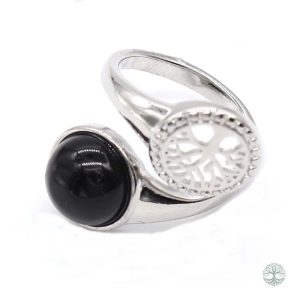 Bague Arbre de Vie en Onyx Noir