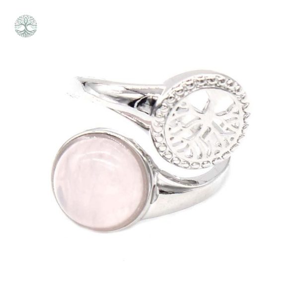 Bague Arbre de Vie en pierre de quartz rose