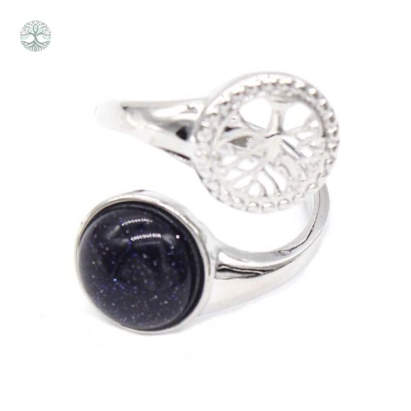 Bague Arbre de Vie en Pierre Sable Bleu