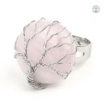 Bague Arbre de Vie en Quartz Rose élégante et symbolique