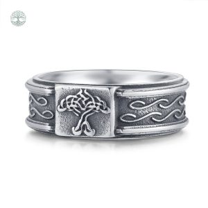 Bague en acier inoxydable Arbre de Vie viking