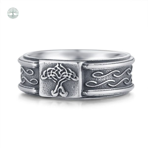 Bague en acier inoxydable Arbre de Vie viking