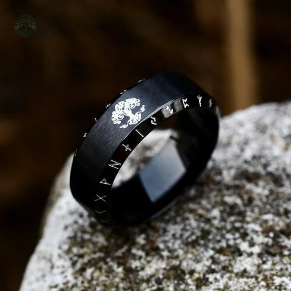 Bague Arbre de Vie Viking en noir