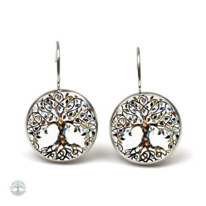 Boucles d'oreilles Arbre de Vie en cabochon