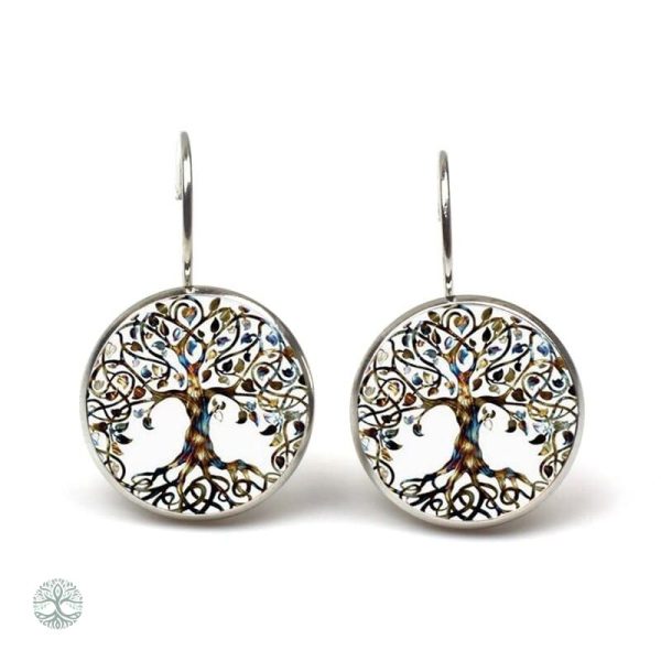 Boucles d'oreilles Arbre de Vie en cabochon