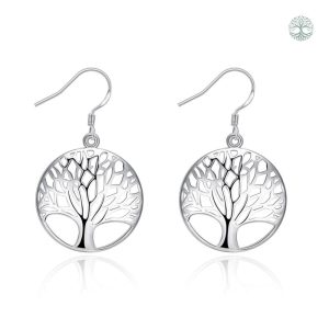 Boucles d'oreilles pendantes Arbre de Vie en cuivre