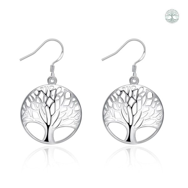 Boucles d'oreilles pendantes Arbre de Vie en cuivre