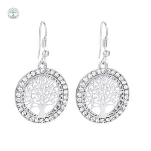 Boucles d'oreilles arbre de vie en argenté