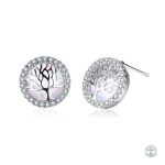 Boucles d'oreilles Arbre de Vie en blanc glamour