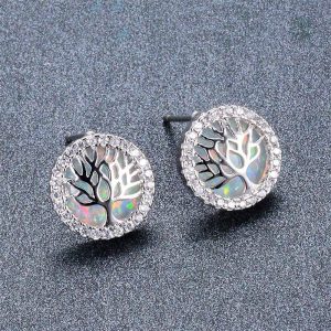 Bijoux élégants Arbre de Vie avec finition blanche scintillante