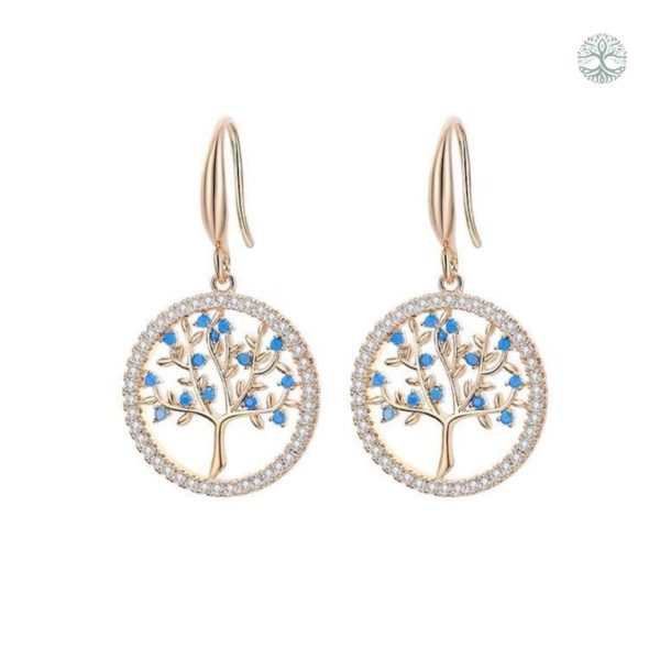 Boucles d'oreilles chic Arbre de Vie en or