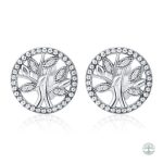 Boucles d'oreilles Arbre de Vie avec diamants scintillants
