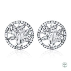 Boucles d'oreilles Arbre de Vie avec diamants scintillants