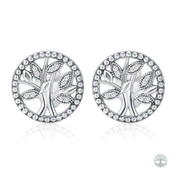 Boucles d'oreilles Arbre de Vie avec diamants scintillants