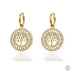 Boucles d'oreilles Arbre de Vie en acier inoxydable doré