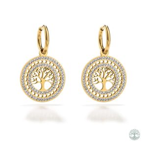 Boucles d'oreilles Arbre de Vie en acier inoxydable doré
