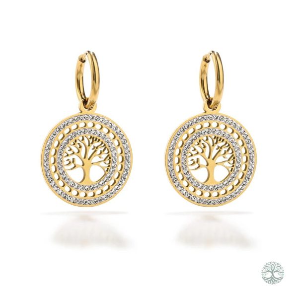 Boucles d'oreilles Arbre de Vie en acier inoxydable doré