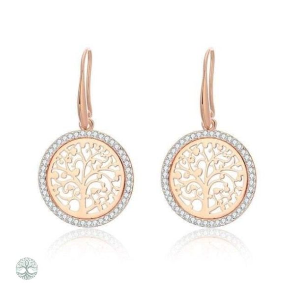 Boucles d'oreilles Arbre de Vie en plaqué or rose