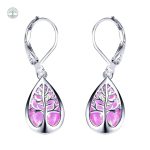 Boucles d'oreilles arbre de vie en opale violet