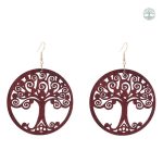 Boucles d'oreilles éthniques Arbre de Vie en rouge