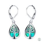 Boucles d'oreilles Arbre de Vie en opale verte