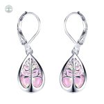 Boucles d'oreilles arbre de vie en opale rose