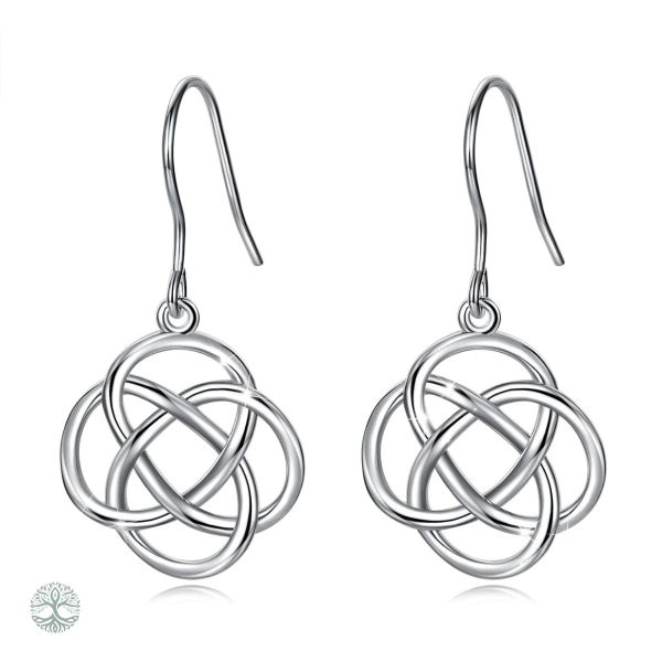 Boucles d'oreilles Arbre de Vie en argent avec nœud celtique