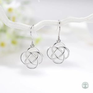 Boucles d'oreilles en argent, motif Arbre de Vie et nœud celtique