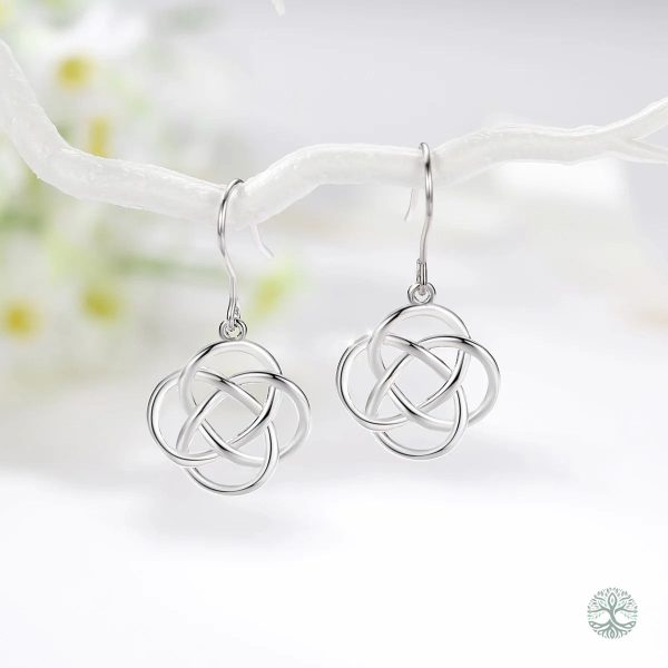 Boucles d'oreilles en argent, motif Arbre de Vie et nœud celtique