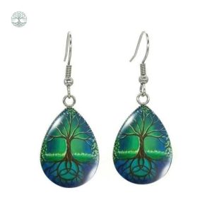Boucles d’Oreilles Arbre de Vie Ancrage en métal élégant